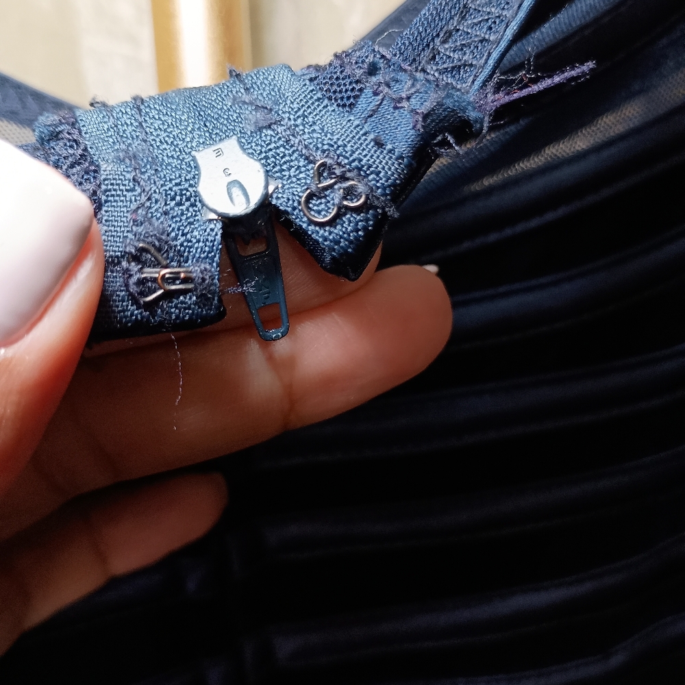 Js Collections Illusion Stripped Navy Evening Gow… - image 6